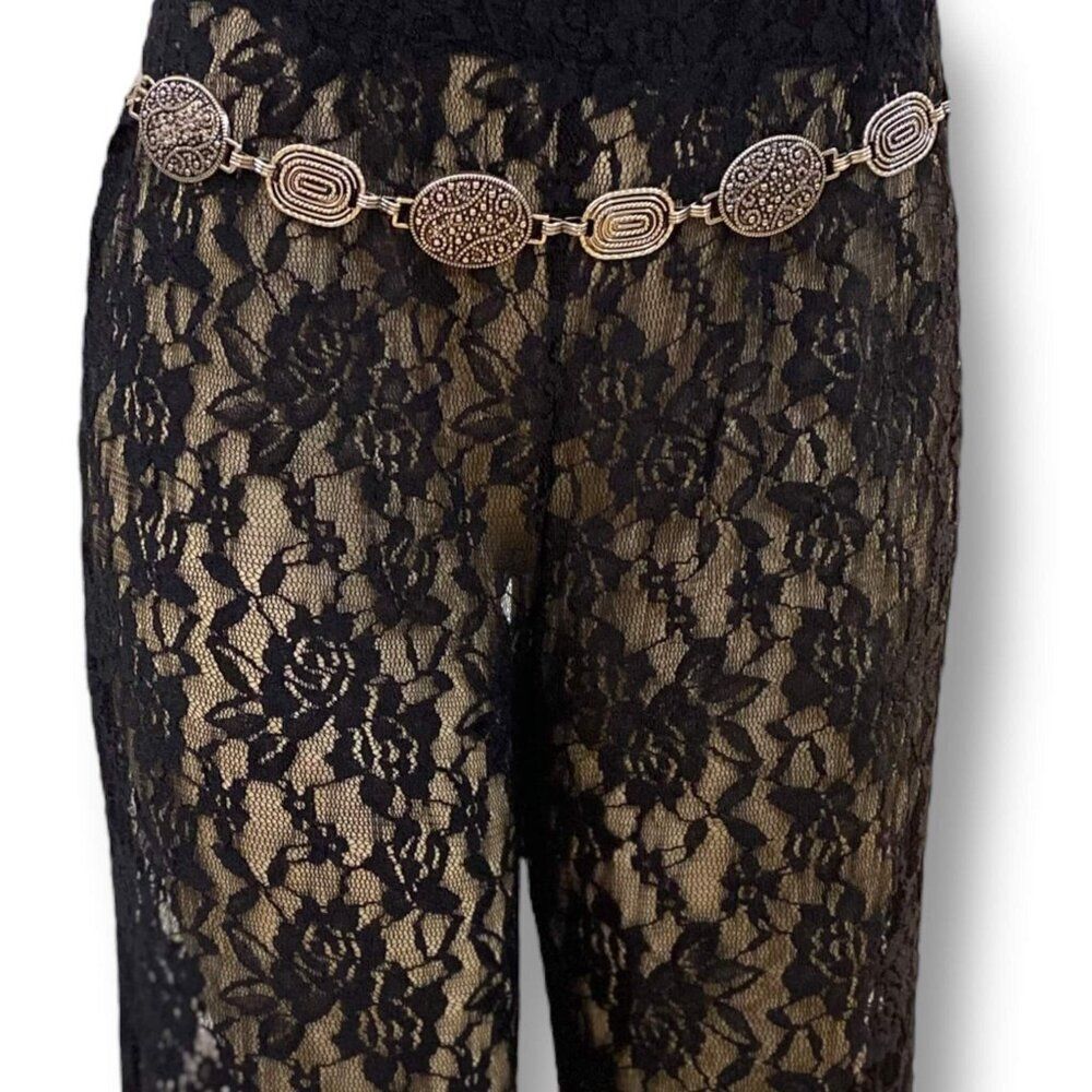 Silver Antique Geometric Metal Medallion Link Fashion Belt NEW